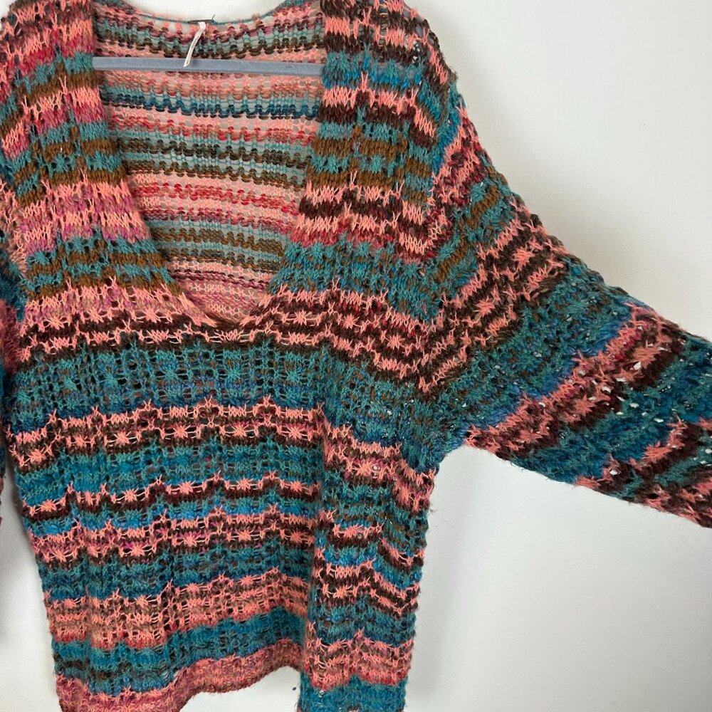 Free People Spell on Your Sweater L Boho Artsy Tunic Multicolor Cottagecore Beac - Picture 7 of 10